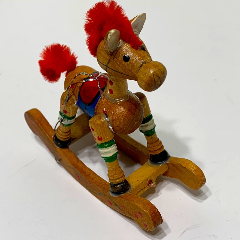 Wood rocking horse ornament RUSS no box